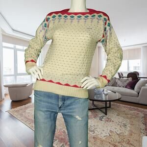 80s Vintage Head USA Heart Knit Pink Wool Cute Kawaii  Fairy Kei Ski Sweater S